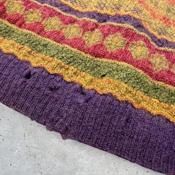 Vintage Acorn Pure Wool Sheep Sweater L Made in Great Britain Distressed Holes - Picture 8 of 14